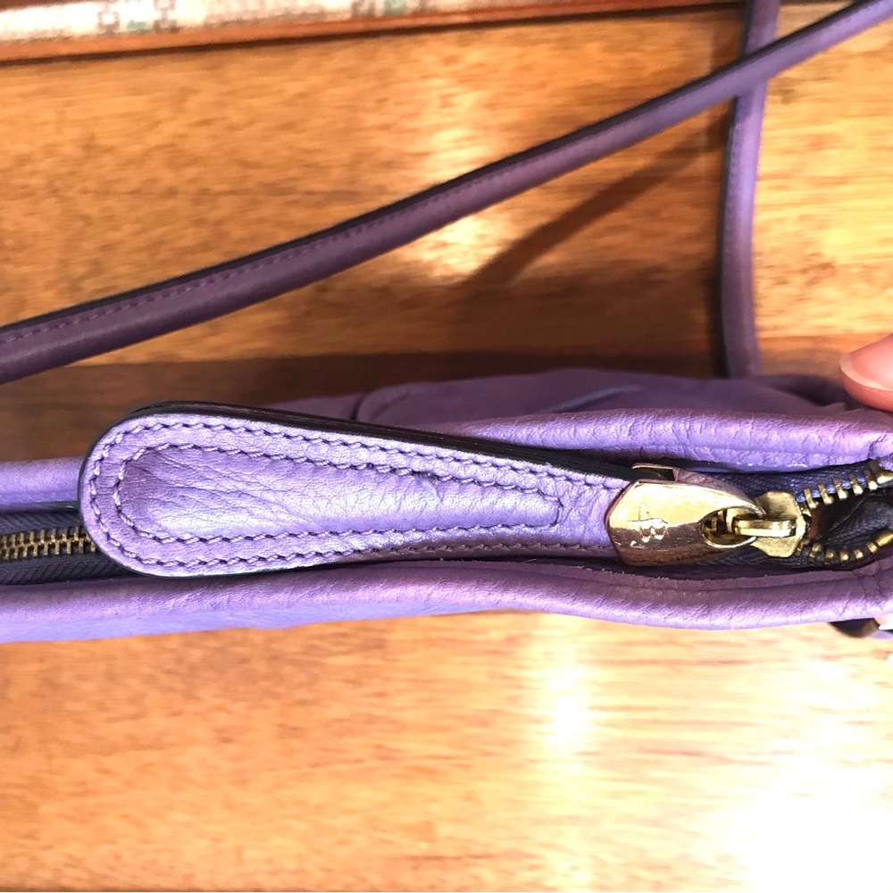 B. Makowsky Purple Gold Chunky Hardware Leather Crossbody - Picture 8 of 16